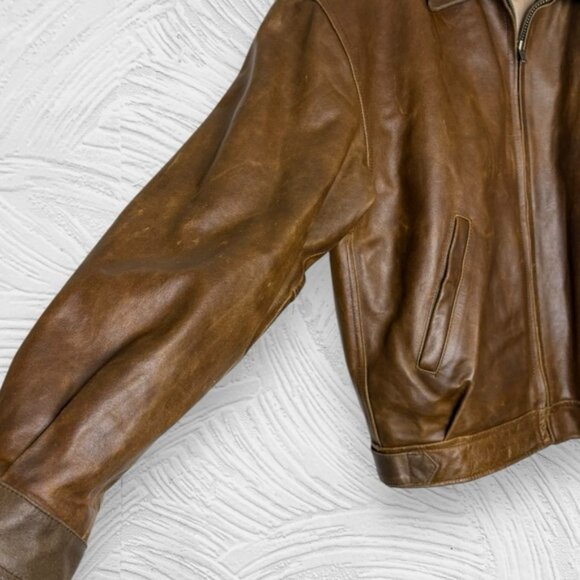 Vintage 90s Adler chestnut brown full zip dad style leather jacket size L - Picture 6 of 14